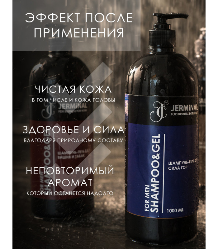 Парфюмированный гель для душа мужской 2в1 Сила гор от перхоти с ментолом, 1000 мл