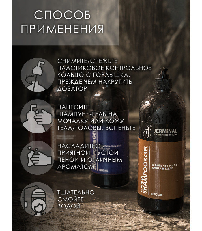 Парфюмированный гель для душа мужской 2в1 Сила гор от перхоти с ментолом, 1000 мл